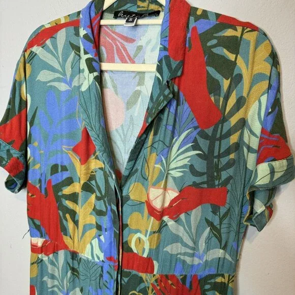 Hutch Rigby Tropical Floral Button Front Maxi Shirt Dress Size Small Pal… - Picture 5 of 12